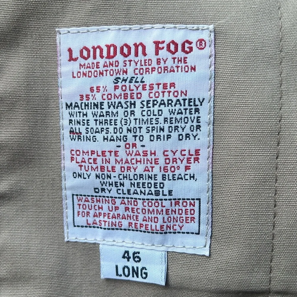 Vintage 1970s Mens London Fog Trench Coat Thinsulate Lined 46 long - Picture 10 of 10